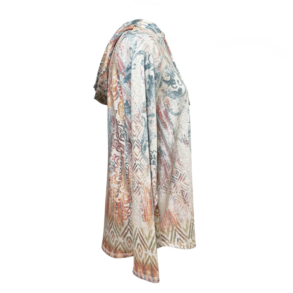 Sudadera con Capucha Chico’s Zenergy Top Multicolor Estampado Boho Manga Larga Talla 2 Grande Foto 2 de 4