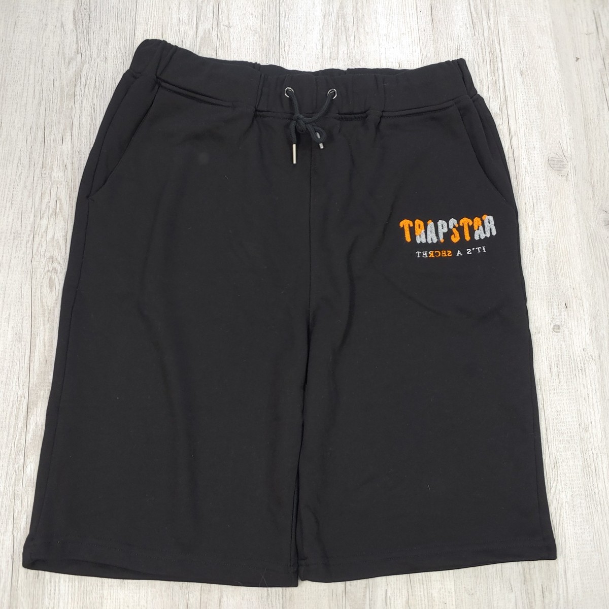 Trapstar Men Drawstring Shorts Size XL Embroidered Logo Streetwear Casual Black
