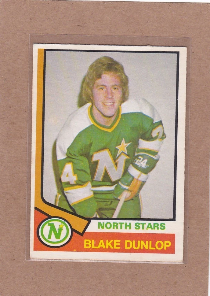 1974-75 O PEE CHEE HOCKEY BLAKE DUNLOP ROOKIE #308 NORTH STARS EX *A37967