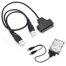 Double USB 2.0 to 2.5'' HDD 7 15pin SATA Hard Drive Cable Adapter PC Connector