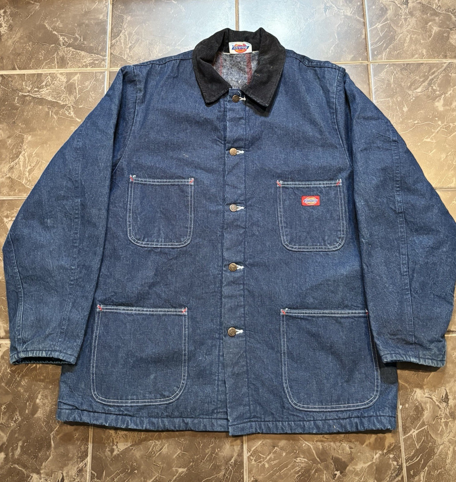 Vintage Dickies Denim Chore Coat Blanket Lined Jacket Men’s Size 2XL