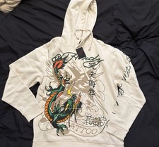 Brand-New With Tags, Ivory Dragon Design Ed Hardy Men's Hoodie Size XL
