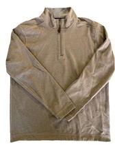 Johnston  Murphy Reversible 1/4 Zip Pullover Sweater Mens Medium Tan Gray