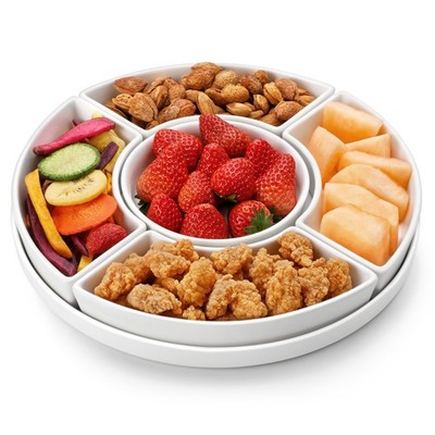 MALACASA Porcelain Divided Serving Dishes, Appetizers Tray, Serving Tray for Par