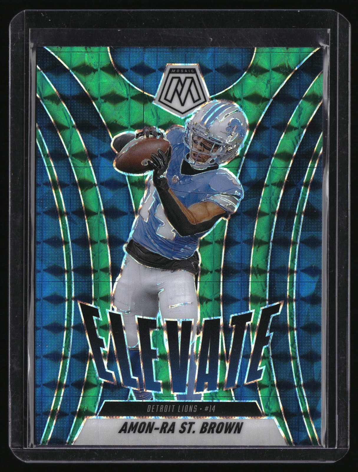 2025 Panini Mosaic #15 Amon-Ra St. Brown Elevate Mosaic Green