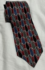 Vtg Wembley Silk Swing Tie Blue Red Paisley Novelty Art Deco Necktie for Men 54  