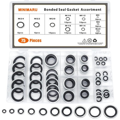 #ad Automotive Self Centered Bonded Seal Gasket Assortment Kit Bonded Seal Oil Washe $24.73