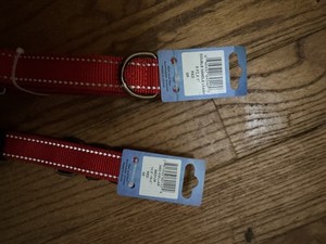Max & Neo Nylon Buckle Reflective Dog Medium Collar & 6ft Leash - Red