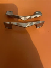Vintage Copper Tone Cabinet Drawer Pulls Handles Lot Of 2 Boomerang Chevron
