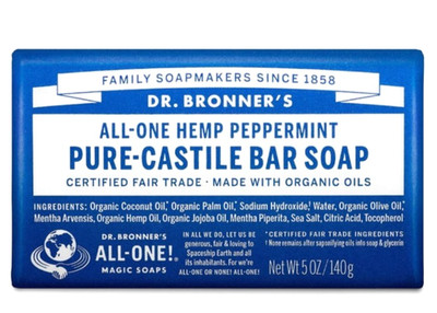 Bundle Of 3 Dr Bronner's Pure Castille Peppermint Bar Soap, 5 Ounce. New
