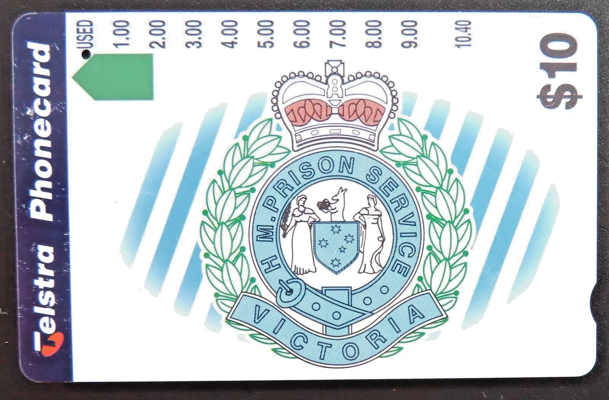 Telstra PRISON SERVICE $10 phonecard ONE HOLE- HARD TO FIND prefix 1096