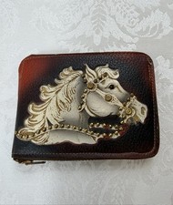 Vtg 1950s Nashing Plastone Bilfold Wallet Studded Bridle Western HORSE Saddle