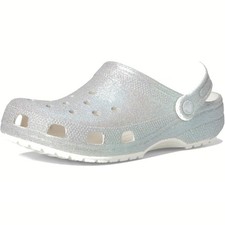 NEW CROCS Sizes 6-10 Women's Classic Iridescent Glitter Clog - White/Silver