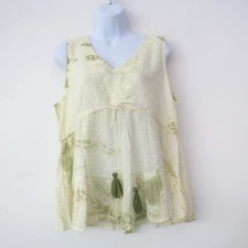 Cynthia Rowley Fairy Boho Blouse Large Babydoll Tassels Tiered Flowy Top
