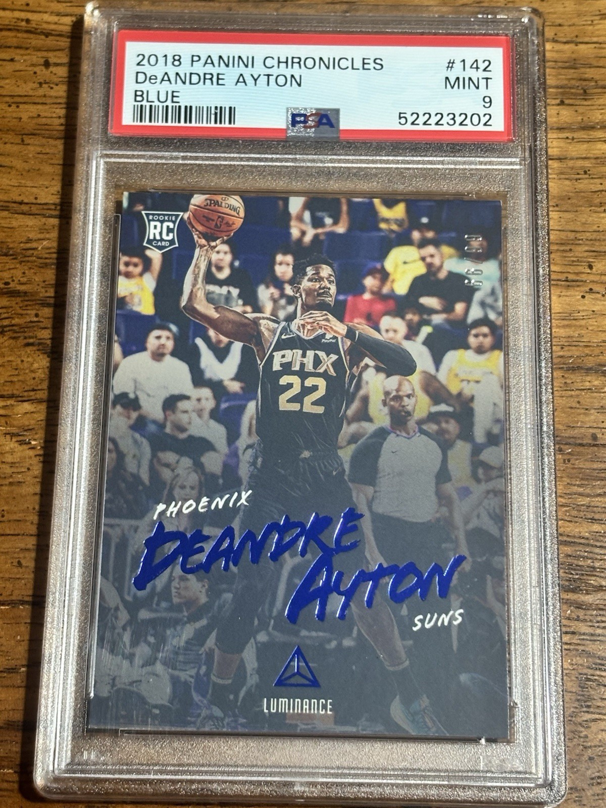 2018-19 Panini Chronicles Luminance DeAndre Ayton #142 Blue /99 Rookie PSA 9 RC