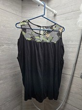 Zac Rachel Black Camisole with Floral Embroidered Yoke