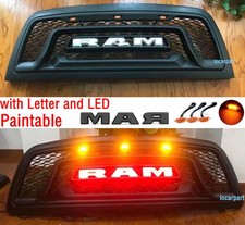 For Dodge Ram 2500 3500 Grill 2010-2018 Honeycomb Grille Wletter3led Black
