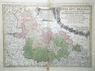 Copperplate engraving map Lower Silesia Homann heirs 1745 Poland Silesia