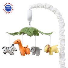 Crib Mobile Musical Baby Nursery Decor 12 Lullabies Jungle Animals Safari Boys