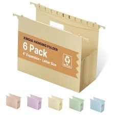 XINGIA Plastic Hanging File Folders, 6 Pack Letter Size Hanging Morandi Yellow