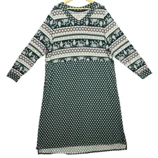Cuddl Duds Nightgown Womens Plus Size 3X Green Fair Isle Soft Lightweight Cozy