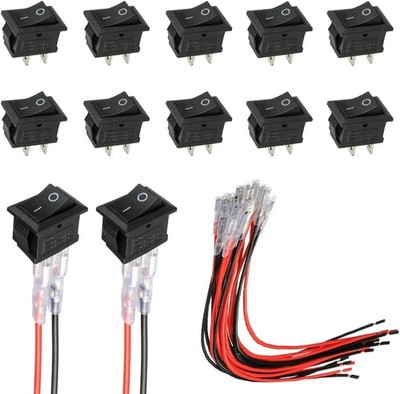 Mini Rocker Switch T85 KCD1 101 2 Pin SPST Toggle Switch Wiring B Style: Black