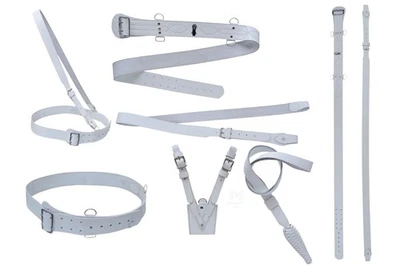 BRITISH MILITARY SAM BROWNE ARMY BELT COMPLETE UNIFORM SET WHITE PREMIUM LEATHER - Image 1 of 4