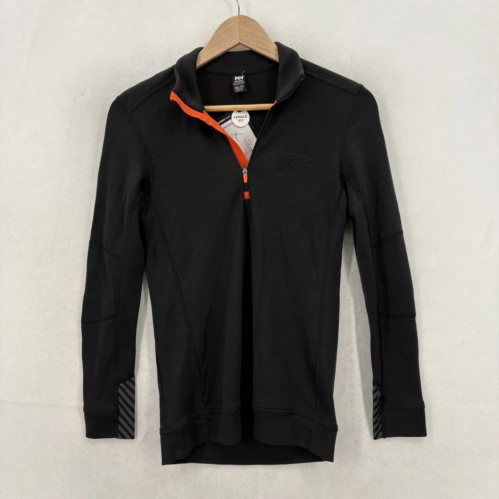 Helly Hansen Lifa Merino Pullover Womens XS Black 1/4 Zip Thermal Baselayer Ski