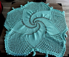 Handmade Crochet Spiral Mandala Baby Blanket 40x40 Seafoam Mint shower gift