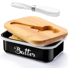 Butter Dish with Lid for Countertop, Metal Butter Keeper with Stainless Steel...