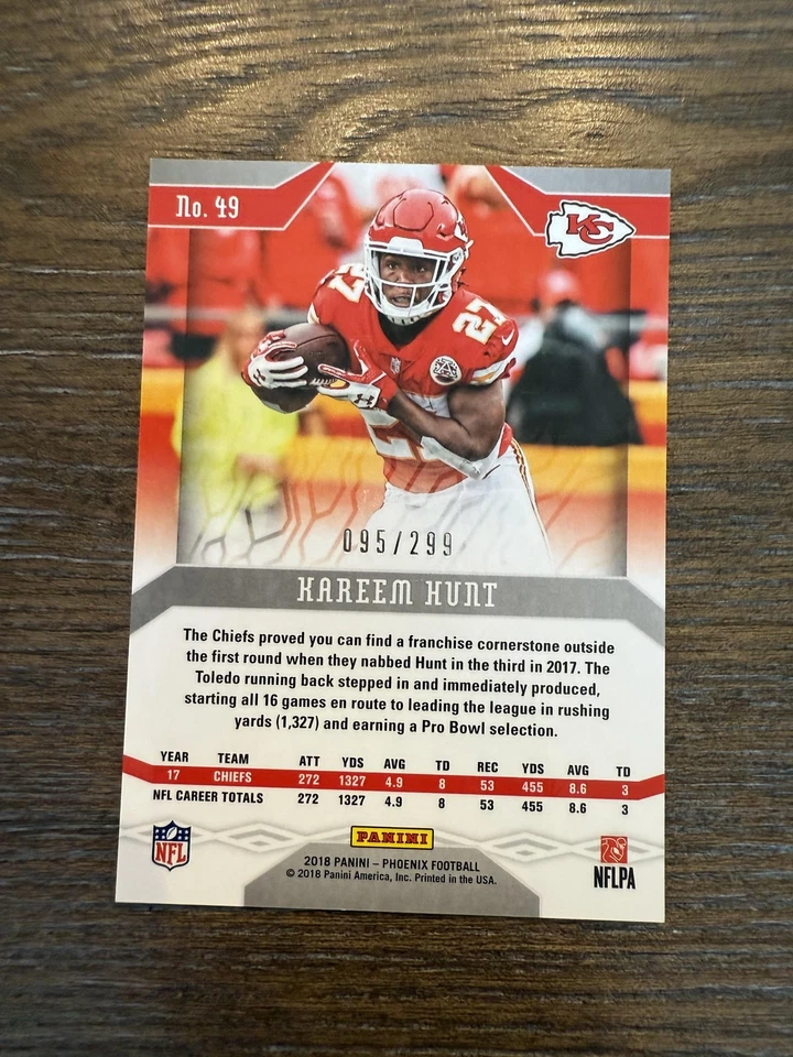 2018 Panini Phoenix #49 Kareem Hunt Red #/299 - Image 2 of 2