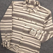 Marine Layer Holden Overshirt Flannel Mens M Gray Striped Flap Pocket Button Up