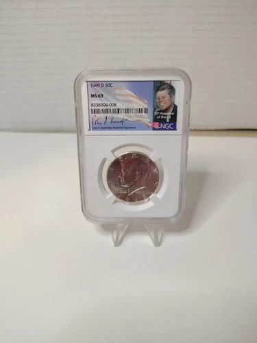 1969 D Kennedy Half Dollar NGC MS 63 Portrait Label 40 Percent Silver