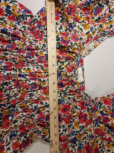 Vestido PINCH Azul Floral Algodón Solero Mangas Abullonadas Algodón Talla Grande - Imagen 10 de 14