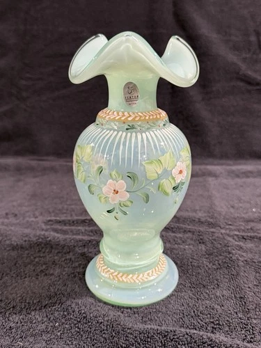 Fenton OPALINE Floral Vase ~ CONNOISSEUR Collection ~ LTD No 723/1500
