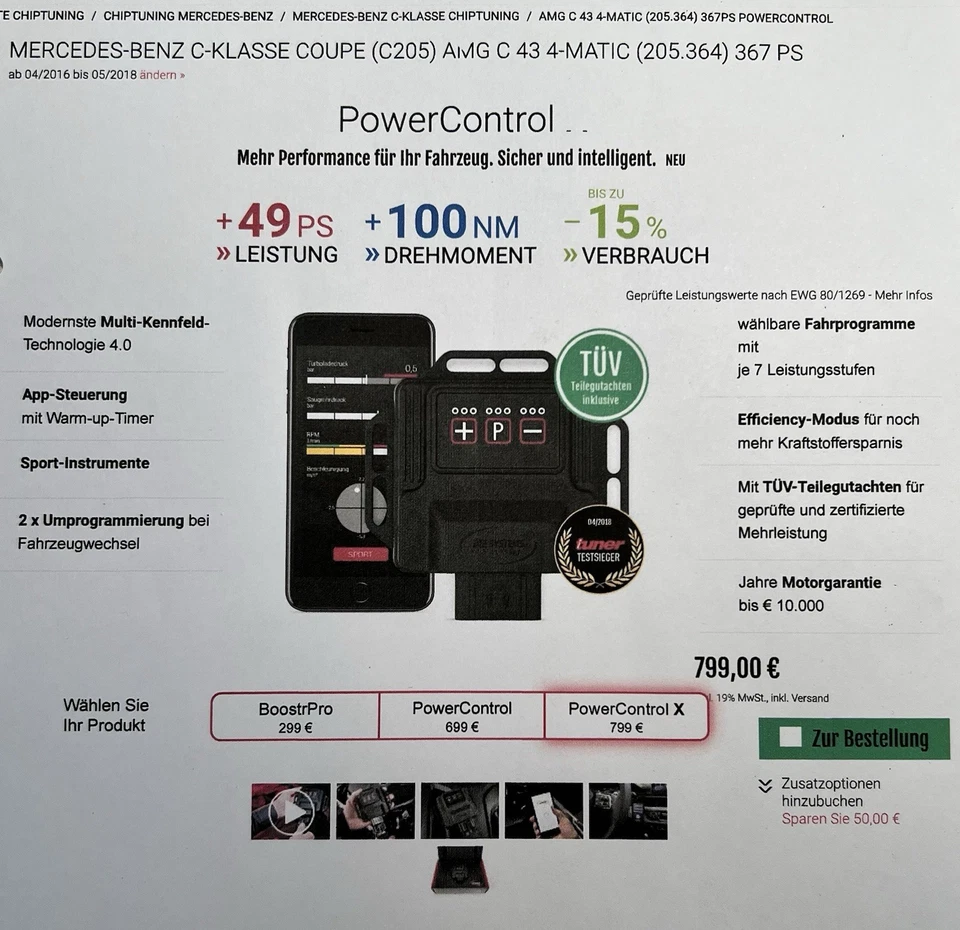 DTE Systems PowerControl X + PedalBox für Mercedes-Benz C43 AMG (C205 Vormopf) - Bild 2 von 4
