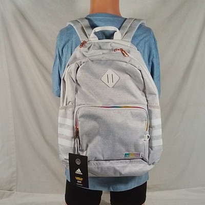 Adidas Classic 3 Stripes Backpack Jersey White / White Rainbow - NWT - FREE SHIP