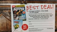 NINTENDO POWER Magazine BEST DEAL Mail-In Subscription Insert Card JE28SW2AN