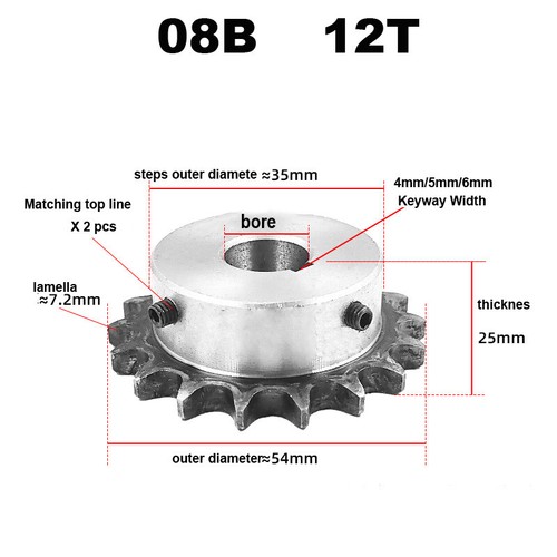 #40 Pignone trasmissione catena 10-32 denti foro 10-40 mm passo 1/2" 12,7 mm per catena 08B - Foto 11 di 28