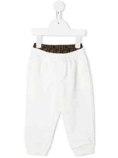 NWT NEW Fendi Baby White with brown FF Trim Track Pants 3m BMF167