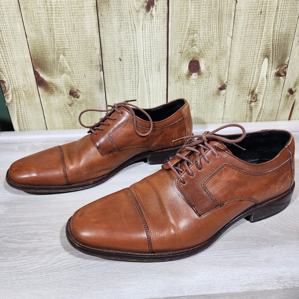 Johnston and Murphy 11.5 M Brown Leather Cap Toe Derby Lace 