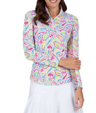 NWT IBKUL Golf Tennis 1/4 Zip Top XS S Multicolor Activewear Long sleeve G7
