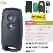 For Suzuki Sx4 Grand Vitara Swift Smart Remote Key Fob Kbrts003 315mhz Id46 Chip