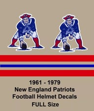 Full Size NOS 1961-79 New England Patriots Football Helmet Decal Set 20 mil 3M