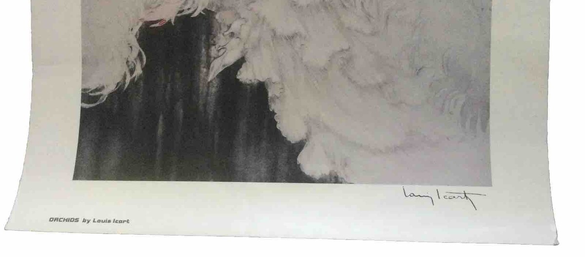 1938 Vtg. Signed Louis ICart The Orchid Art Deco French Fashion