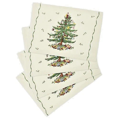Spode Christmas Tree Avanti Linens Set 4 Placemats 13"x19" Fabric Machine Wash - Image 2 of 4
