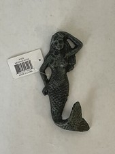 Rustic Cast Iron Mermaid Hook Wall Hanger Decor Beach Nautical Towel Holder Blue