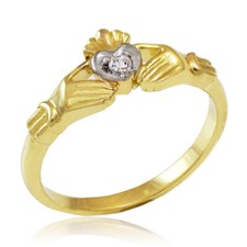 Gold Diamond Claddagh Promise Ring Available in Yellow/Rose/White Gold 