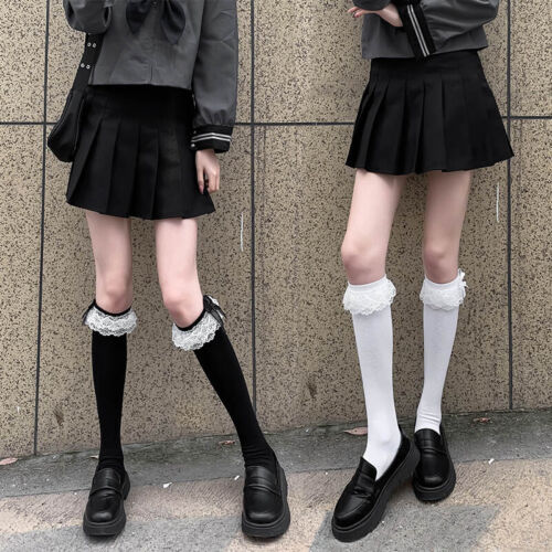 auxiliar Repegar Idealmente Lolita Lindo Niñas Arco de Encaje JK Uniforme Calcetines Rodilla Alta  Estudiantes Japoneses Calcetines | eBay