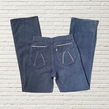 Vintage 70s Levi  s Jeans Corduroy Trim Pocket Dark Wash Mid Rise Boho Hippie